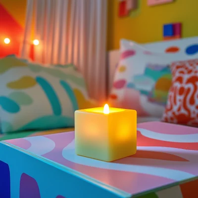 Yellow LED Candle in Tween Room