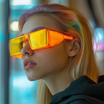 Futuristic Teenager with Colorful Hair