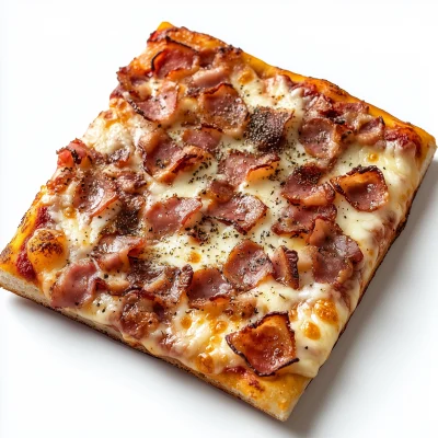 Square Pizza with Bacon and Cheese