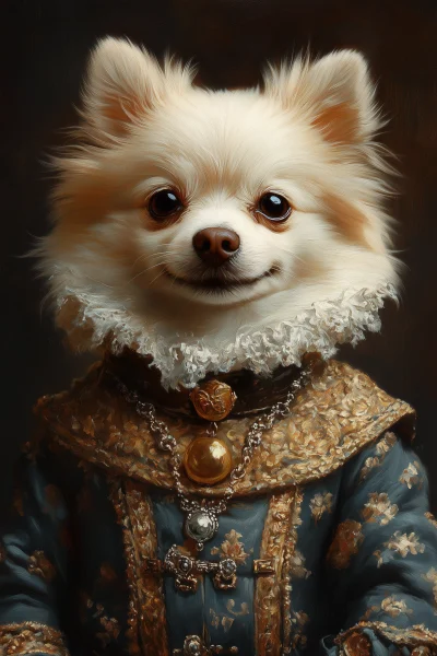 Elegant Pomeranian in Renaissance Style