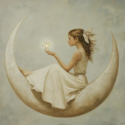 Girl on Crescent Moon