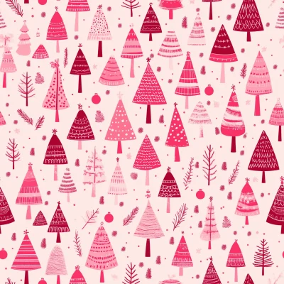 Cute Pink Retro Christmas Pattern