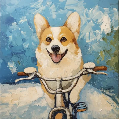 Corgi on a Bike