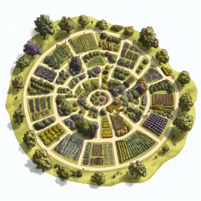 Circular Community Garden Illustration