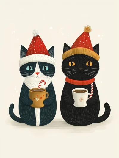 Minimalist Christmas Cats