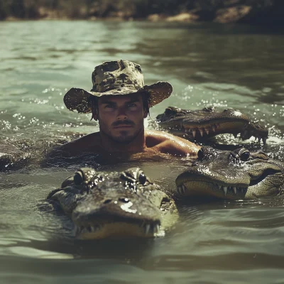 Ranger Swimming with Crocs