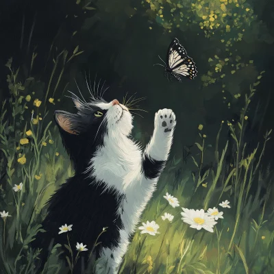 Cat Catching Butterfly