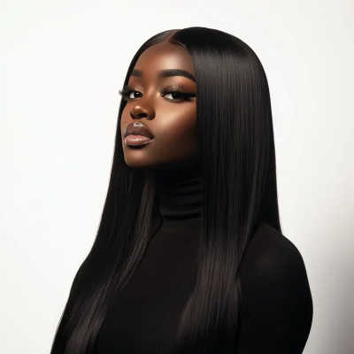 Elegant Black Woman with Long Hair