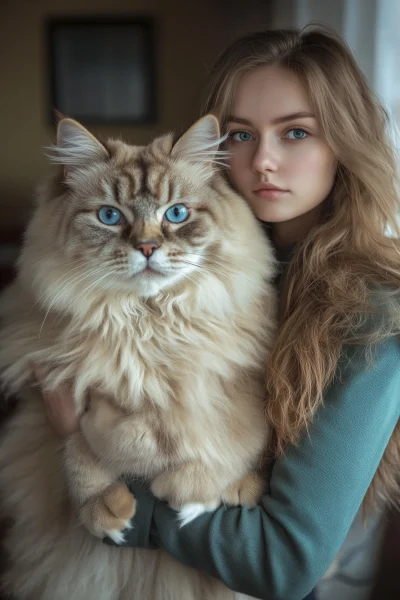 Girl with a Giant Cat