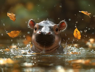 Playful Baby Hippo