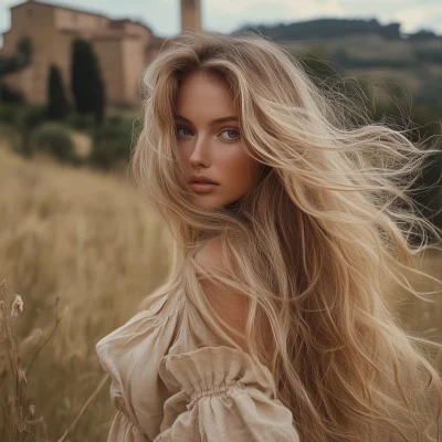 Beautiful Blonde Girl in Italy