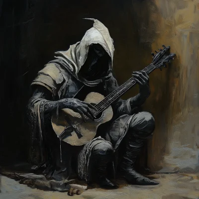 Wingless Arakokra Bard in Dark Fantasy