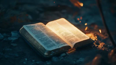 Open Bible with Glowing Light