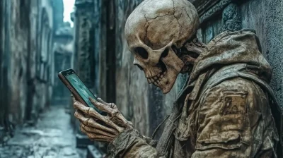 Cinematic Skull with Mobile Phone