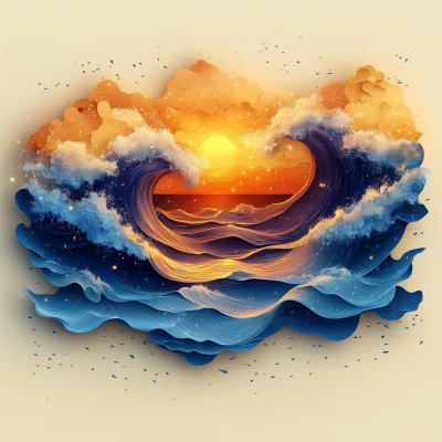 Ocean Waves Deep House Logo