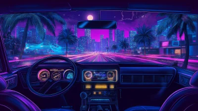 Retro Car at Night