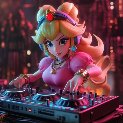 Princess Peach DJing