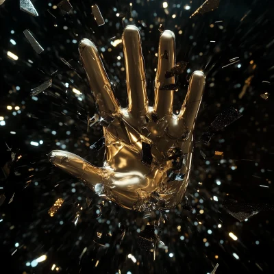 Futuristic Hand Breaking Glass