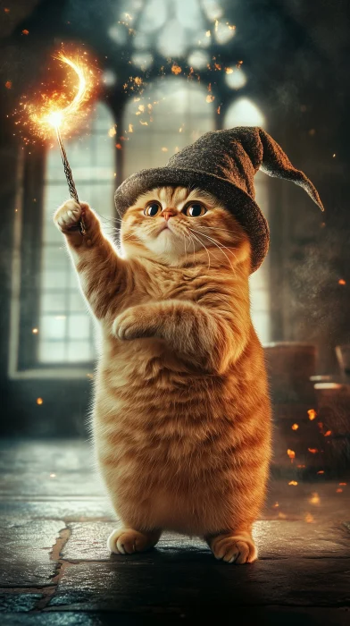 Wizard Cat at Hogwarts