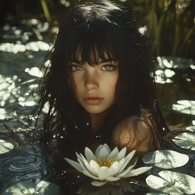 Young Girl in Pond