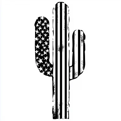 Tribal American Flag with Cactus