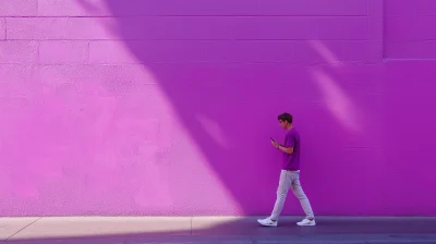 Young Adult on Purple Street