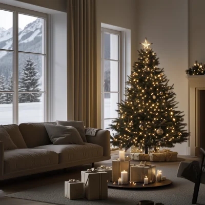 Cozy Minimalist Christmas Living Room