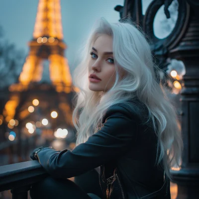 Girl at the Eiffel Tower