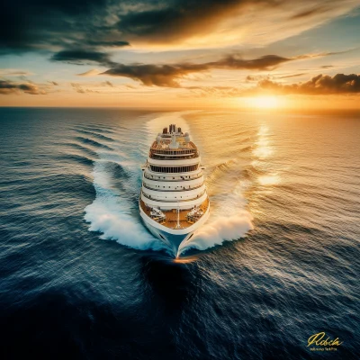 Cruise Ship at Sunrise