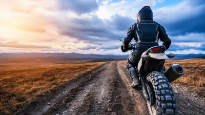 Motorcyclist on Rough Terrain