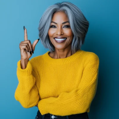 Smiling Woman in Yellow Sweater