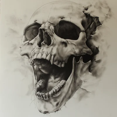 Screaming Skull Tattoo Design