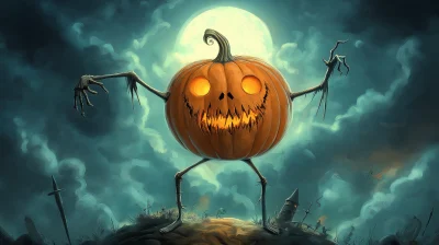 Scary Cute Pumpkin Character