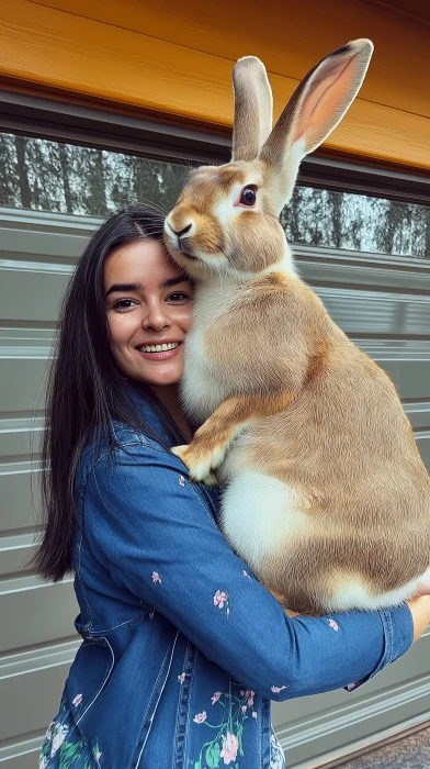 Large Rabbit with Owner