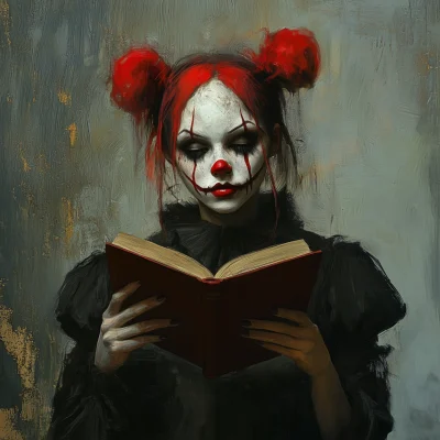 Realistic Female Clown with Book