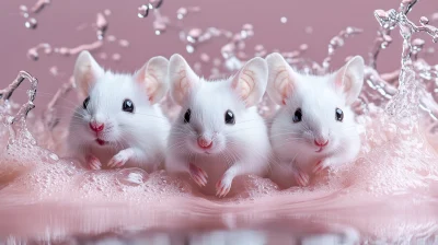 Cute Mice Making Soap Bubbles