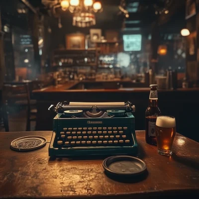 Vintage Typewriter in Smoky Bar