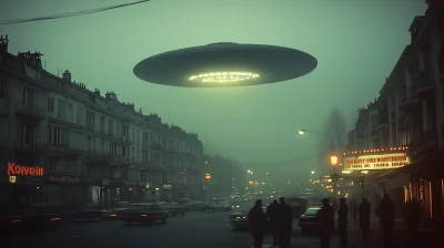 Alien Ship Over City