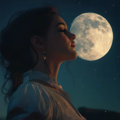 Woman Admiring the Moon