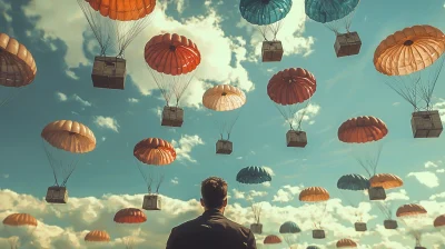 Colorful Parachute Airdrops