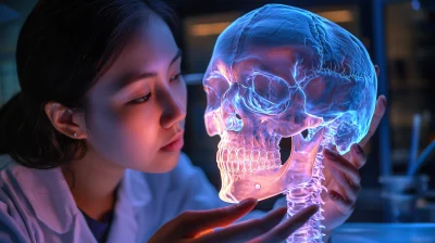 Scientist with Holographic Skull