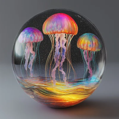 Glowing Jellyfish in Glass Jar