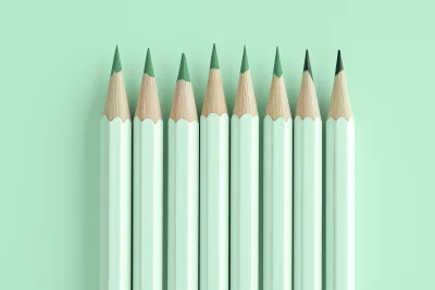 Aligned Pale Green Pencils