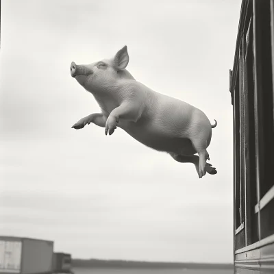 Pig Jumping from Transport