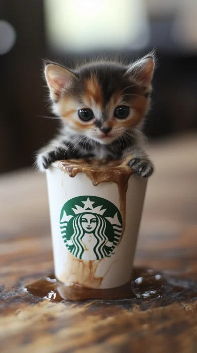 Smallest Kitten in Coffee Cup