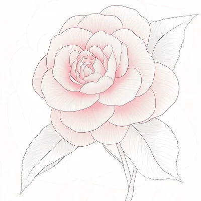 Soft Camellia Line Drawing