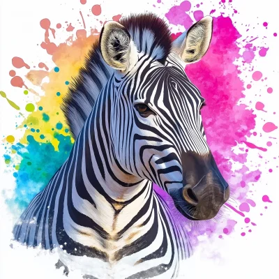 Vibrant Zebra Watercolor