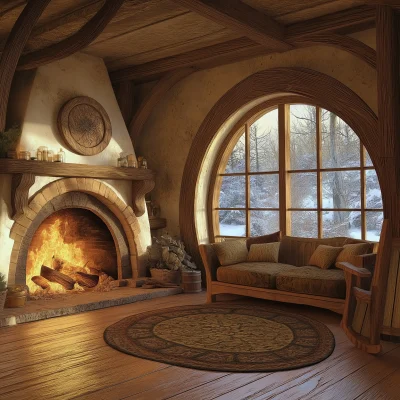 Cozy Hobbit Hut Fireplace