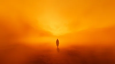 Lone Figure in Orange Desert