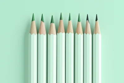 Pale Green Pencils in a Row